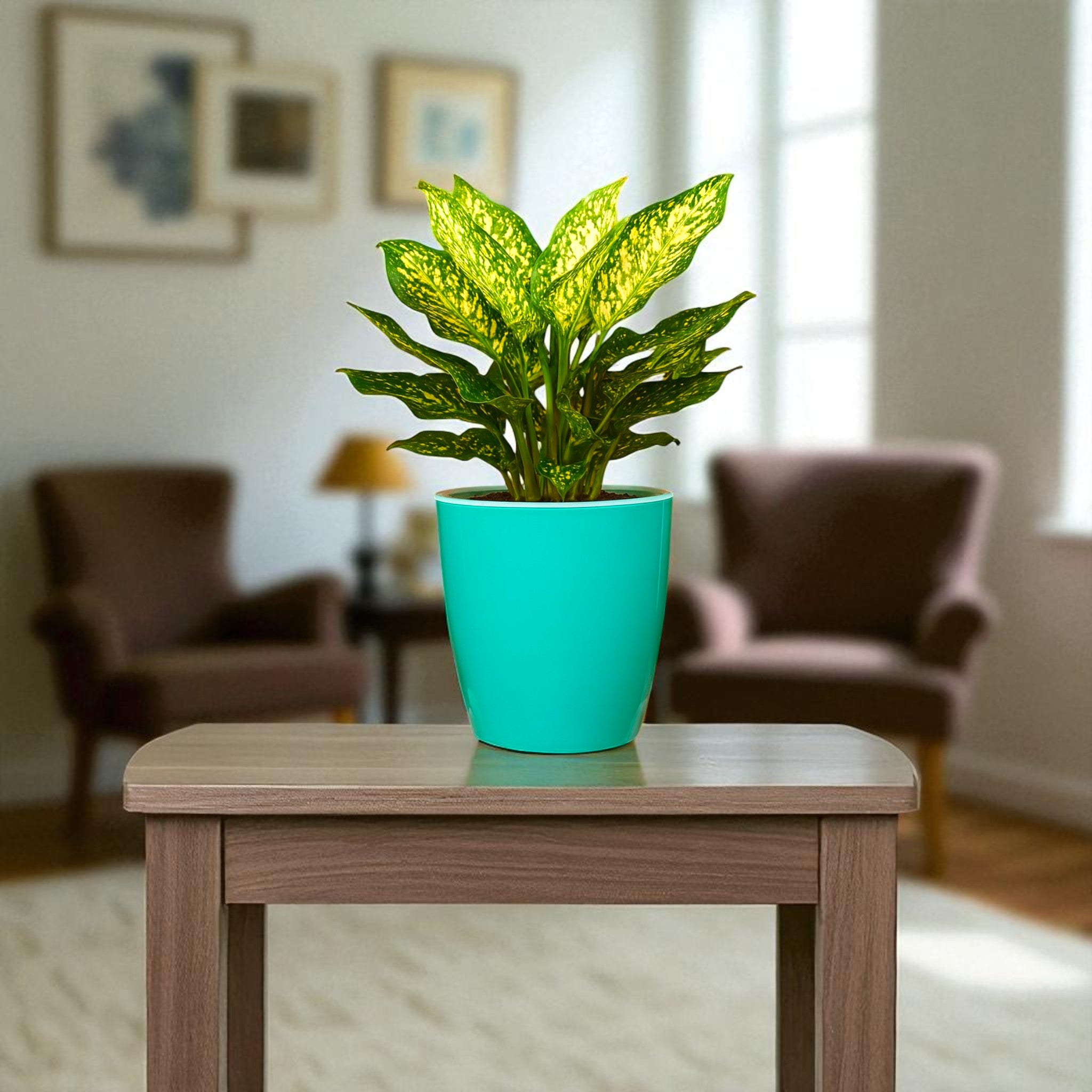 Elegant Peacock Green Self-Watering Vistara Planter-2PC