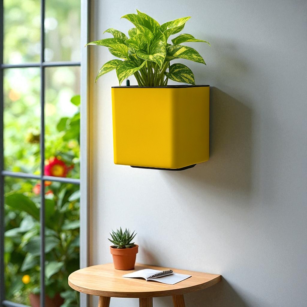 Elegant Multi-Color Self-Watering Wall Hanging Square Planter - 7 PC