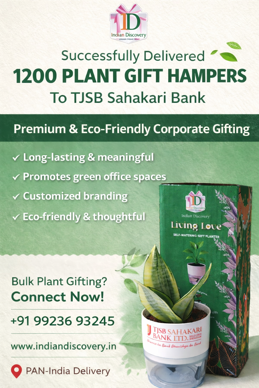 🌿 1200 Plant Gift Hampers Successfully Delivered to TJSB Sahakari Bank by Indian Discovery