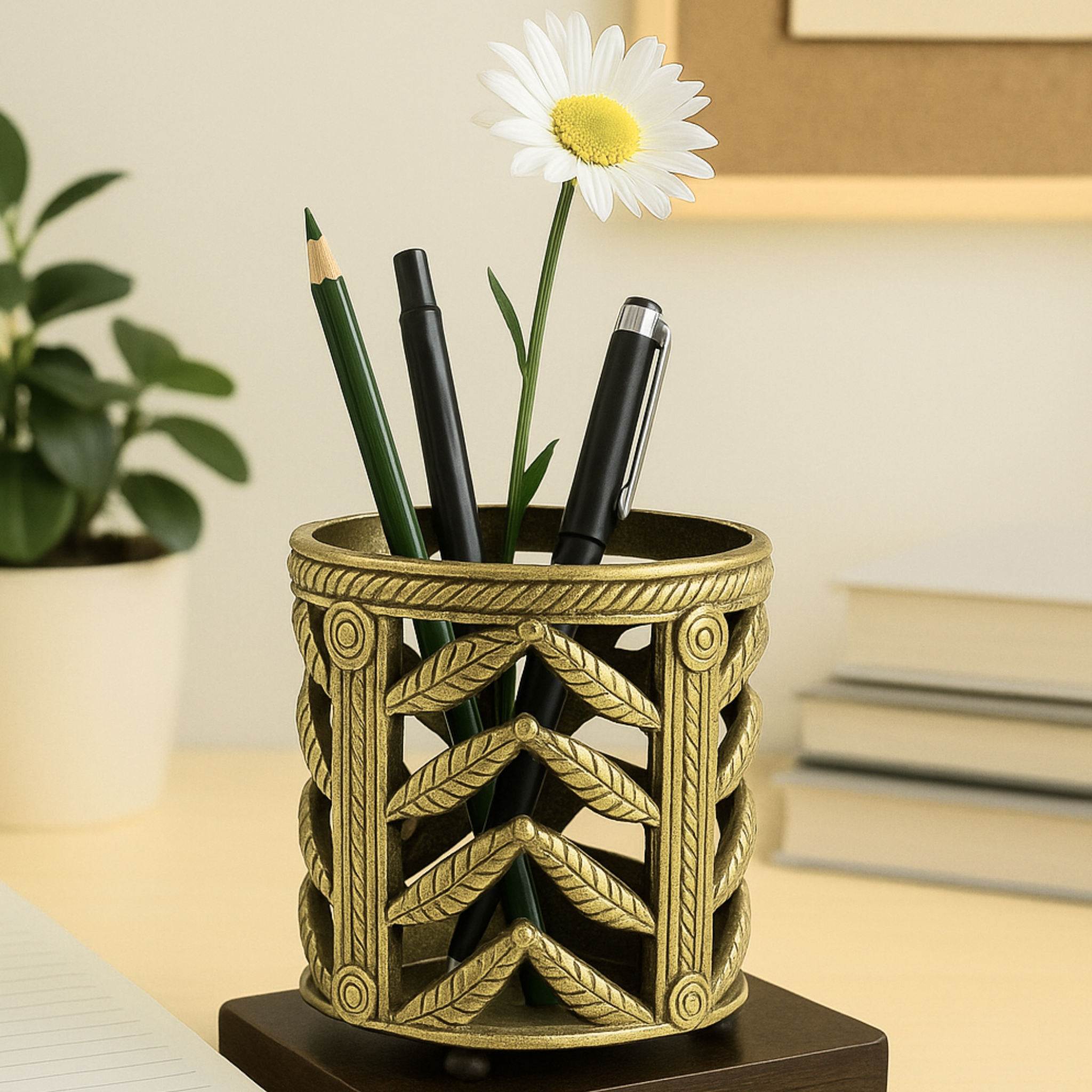 Brass Decorative Holder – Antique Desk Organizer or Stand - 2