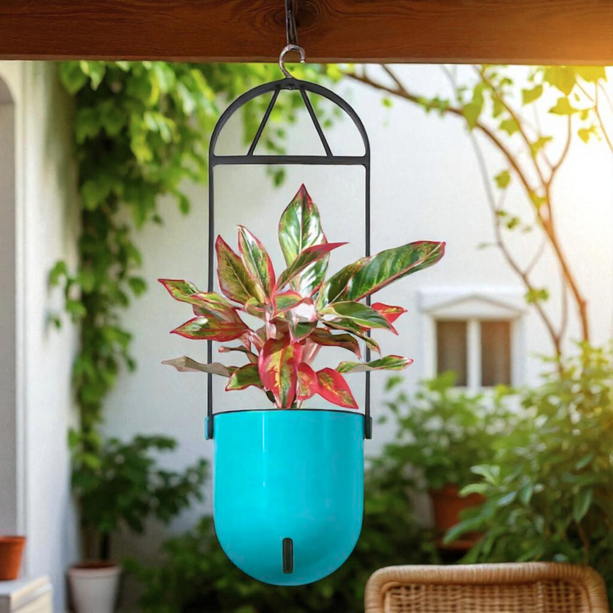 Elegant Sea Green Self-Watering Ceiling Hanging Sphere Planter