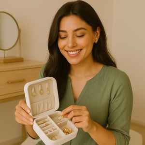 Indian Discovery Jewellery Organizer White Color PU Leather Box