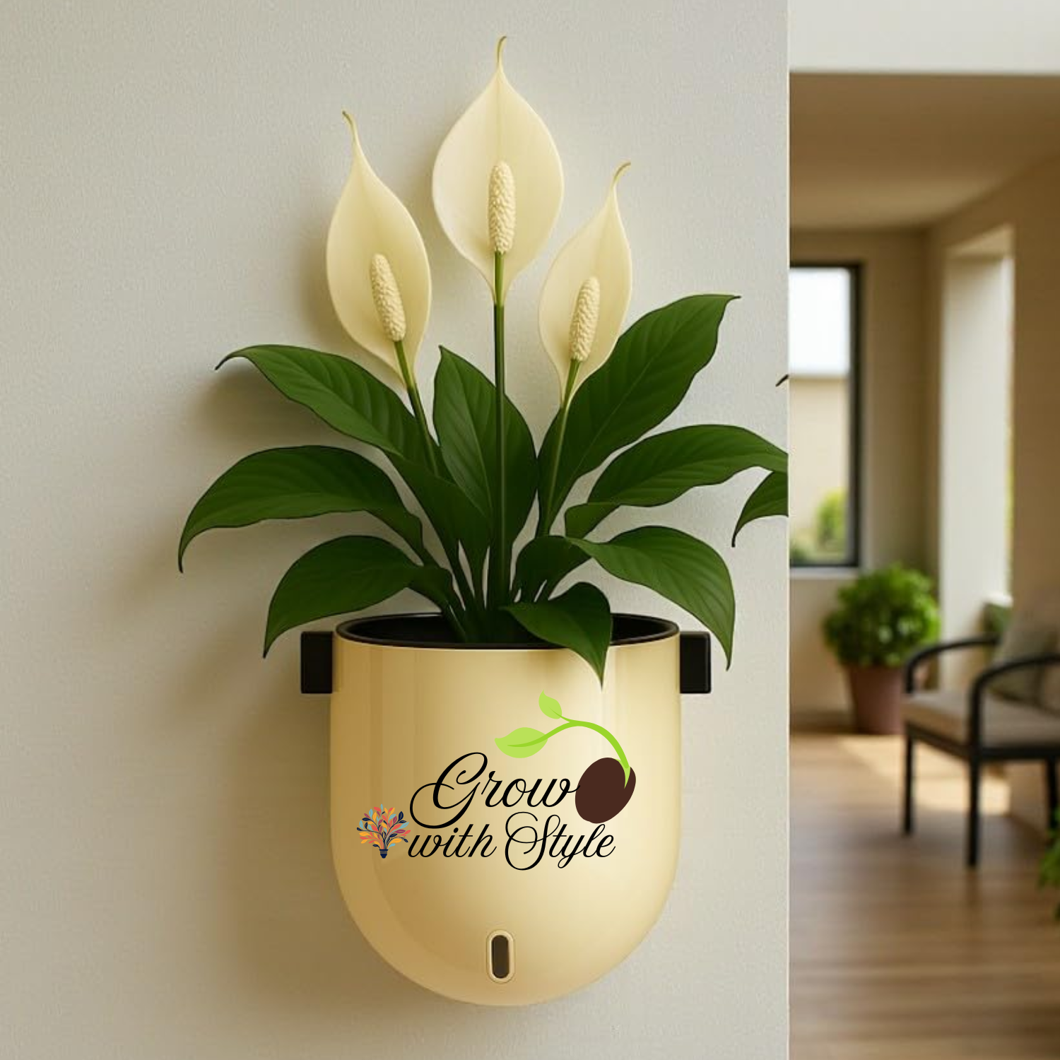 Elegant Ivory Self-Watering Wall Hanging Sphere Planter