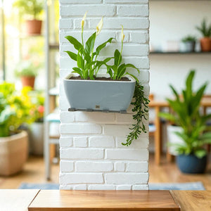 Rectangular Self-Watering Wall Planter - Gray