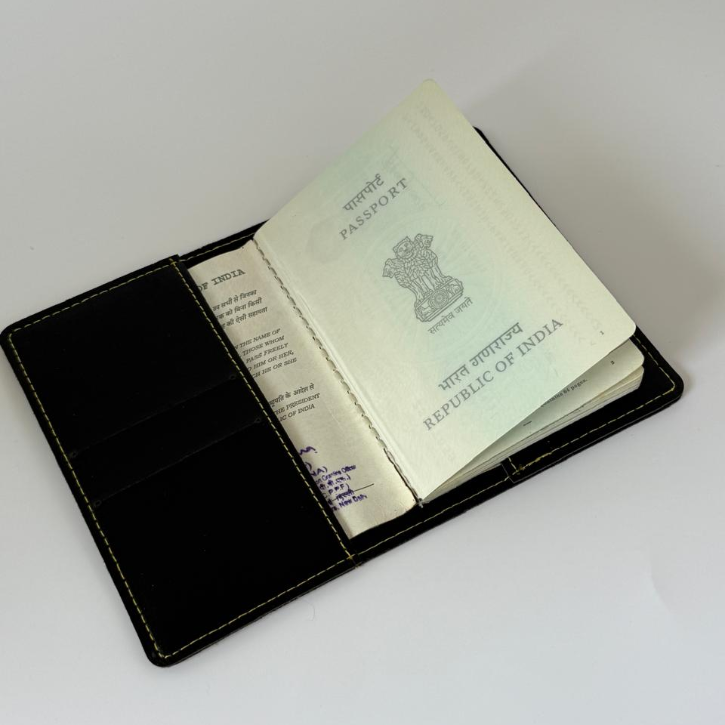 Stylish Travel PU Leather Passport Holder -BLACK