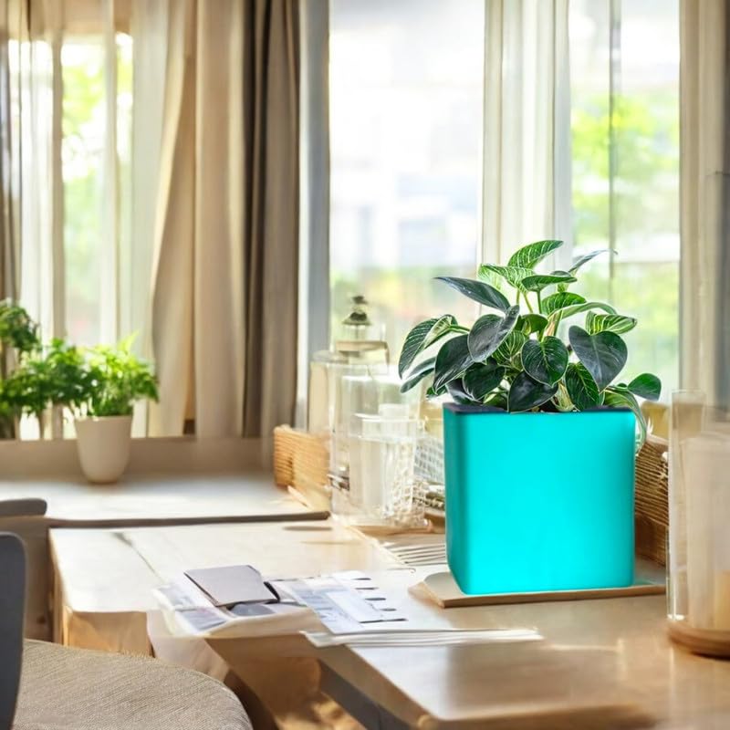 Elegant Peacock Green Self-Watering Square Planter