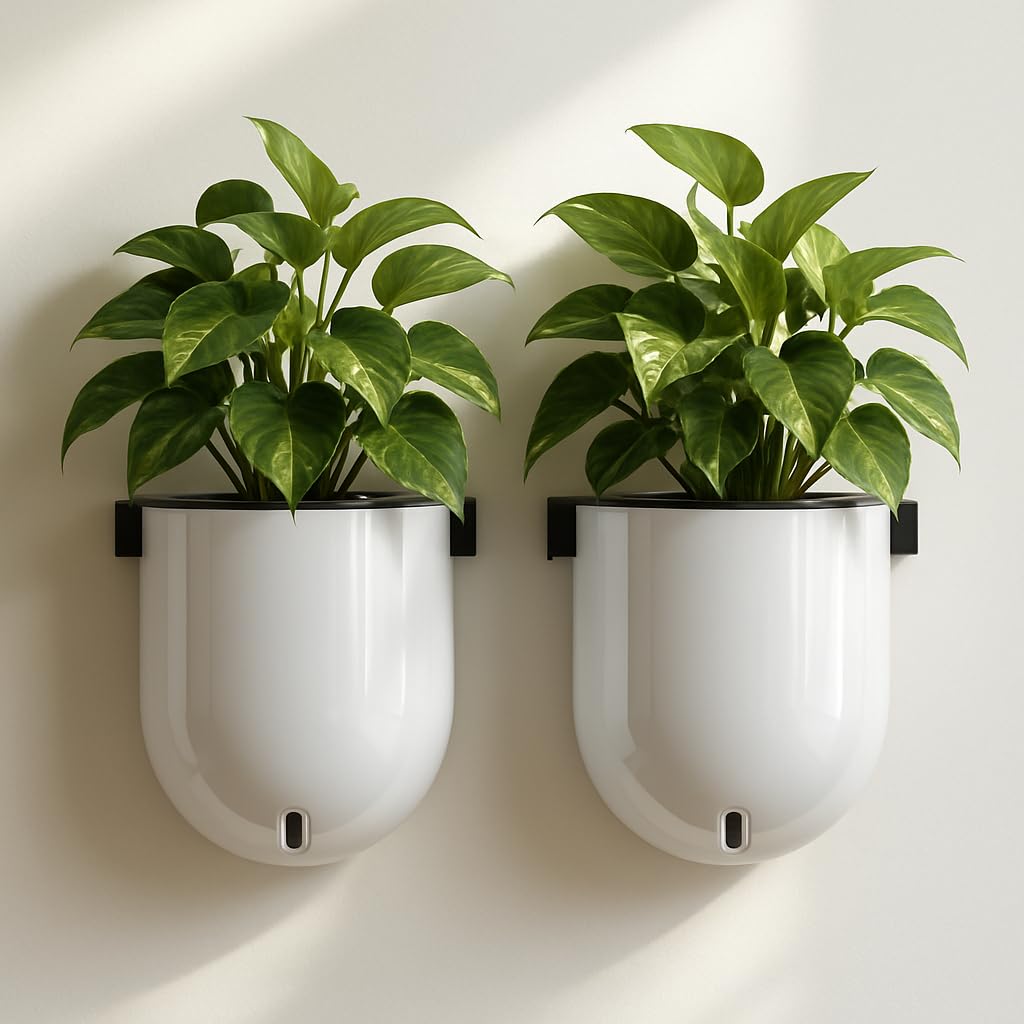 Elegant White Self-Watering Wall Hanging Sphere Planter