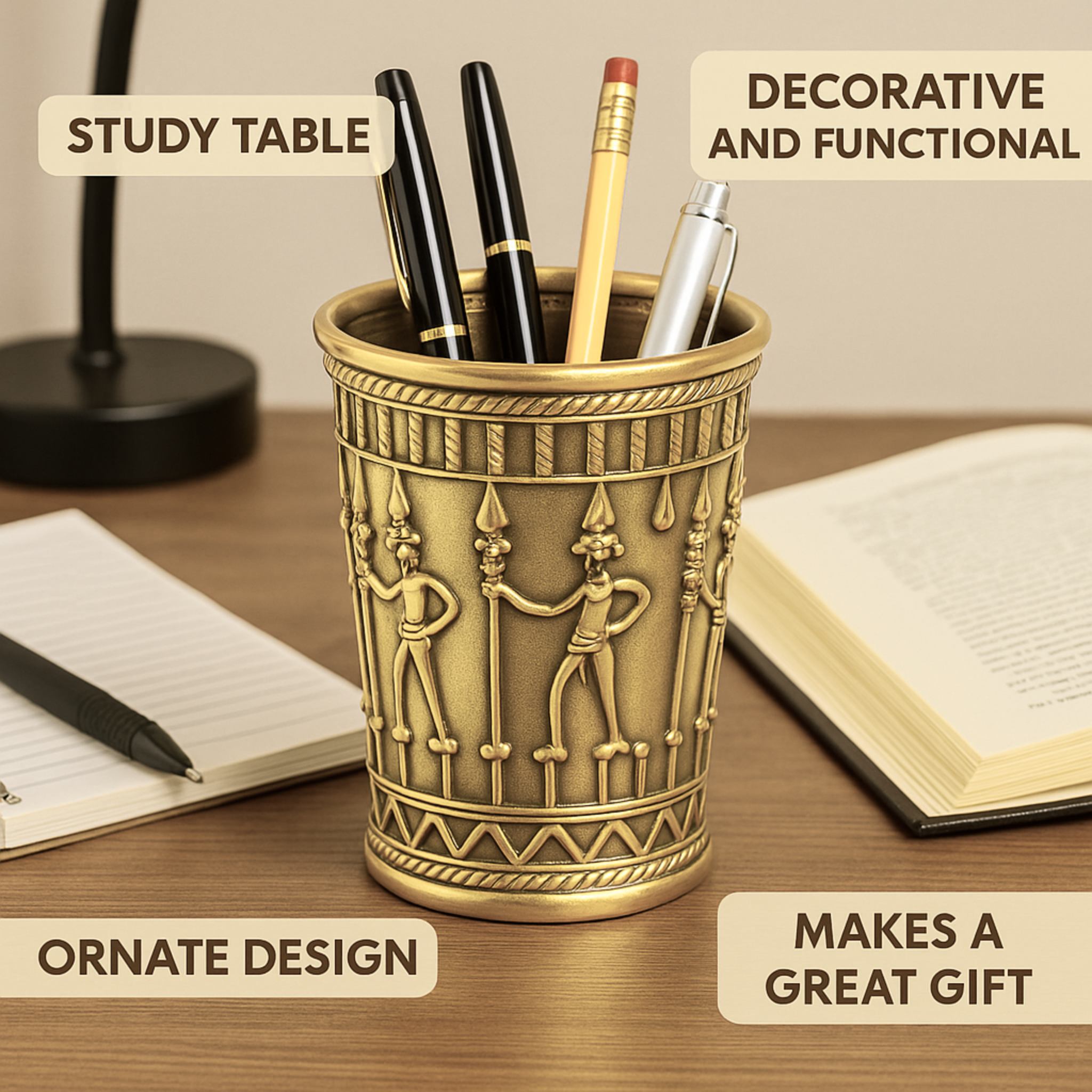 Brass Tribal Art Holder – Antique Pen or Brush Stand