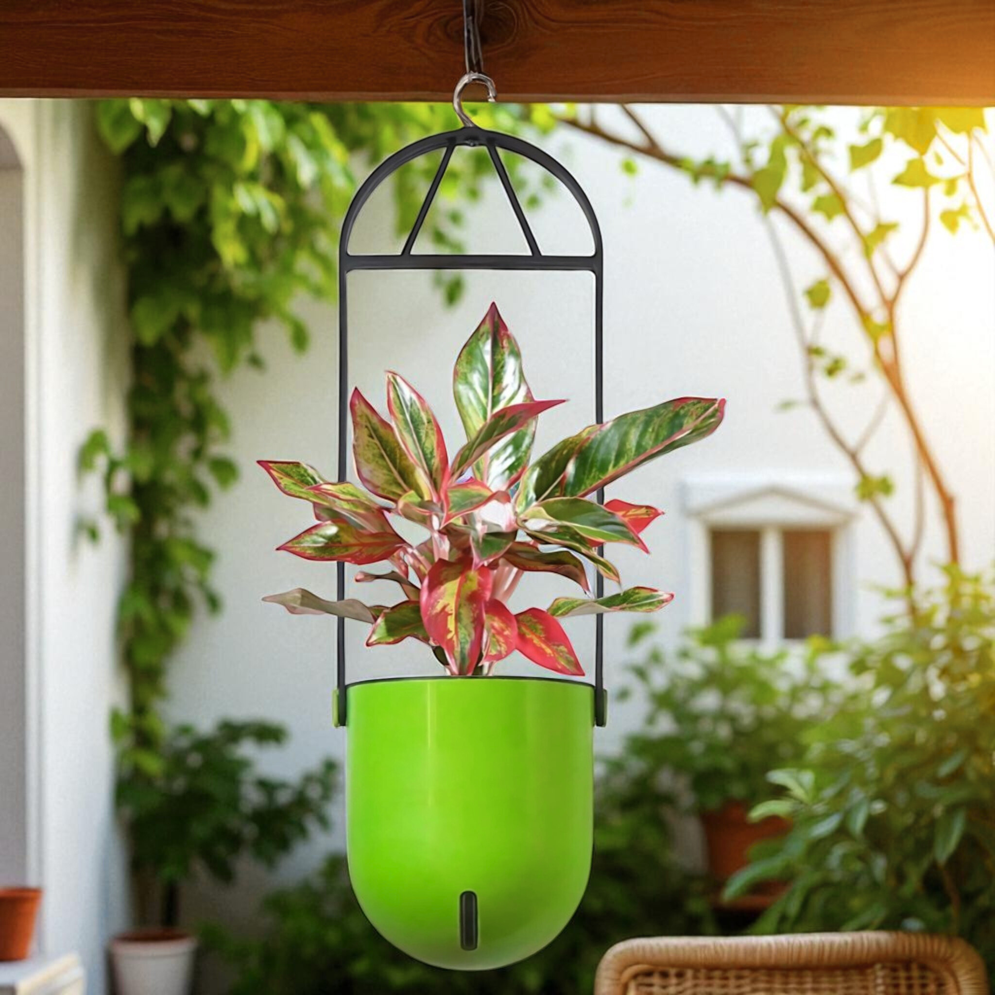 Elegant Green Self-Watering Ceiling Hanging Sphere Planter