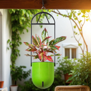 Elegant Green Self-Watering Ceiling Hanging Sphere Planter