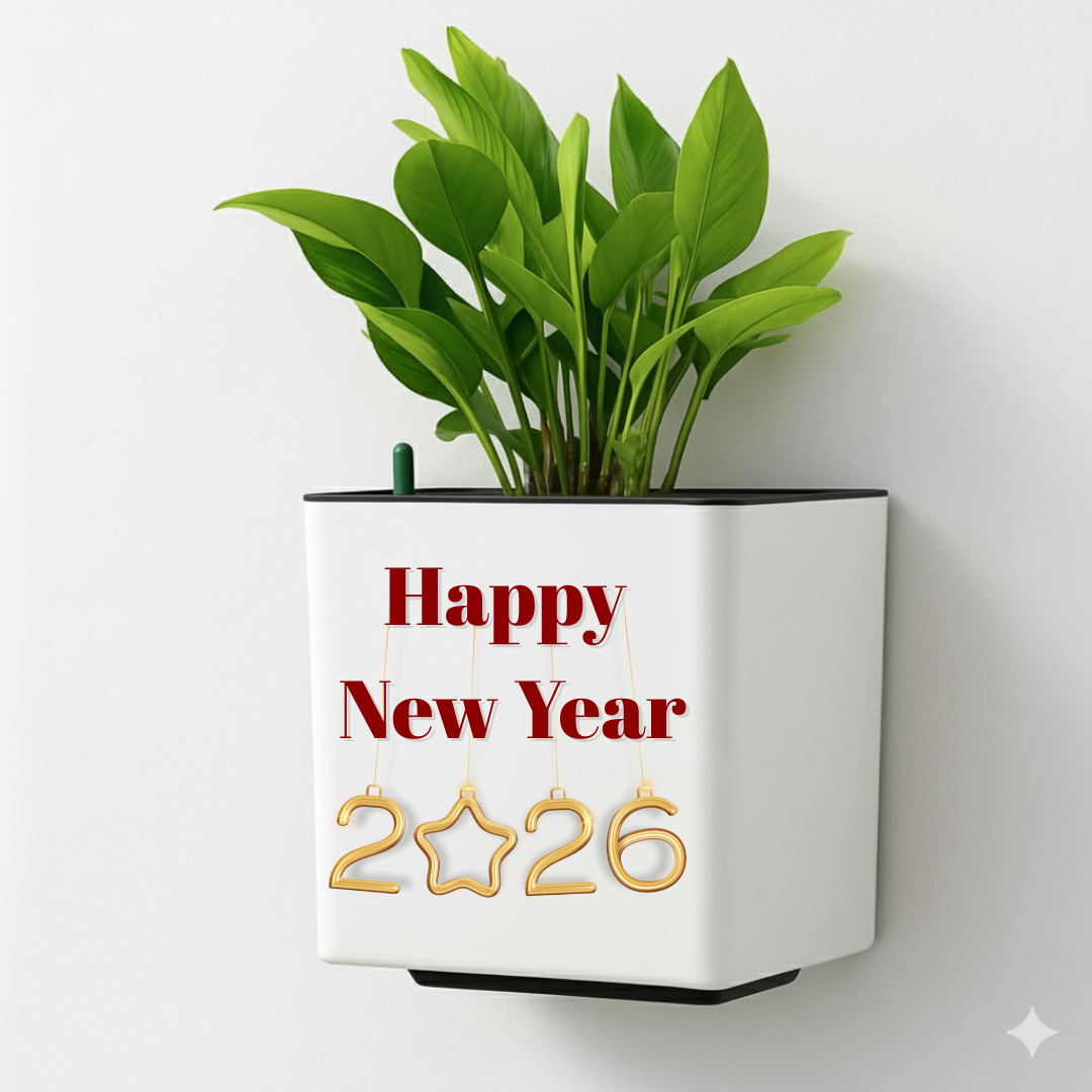 Elegant White New Year Self-Watering Customize Wall Hanging Square Planter-1 PC