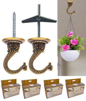 Antique Brass Ceiling Hooks for Planters & Lamps