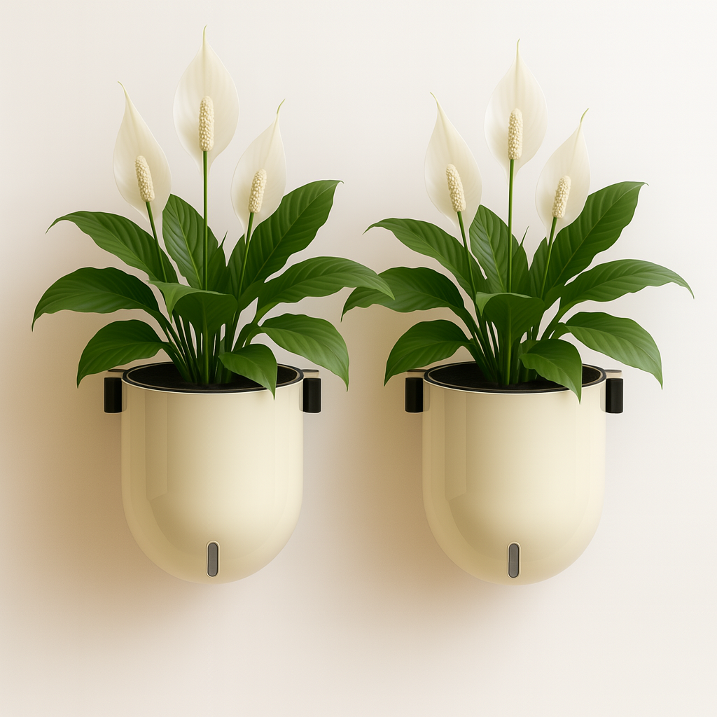 Elegant Ivory Self-Watering Wall Hanging Sphere Planter