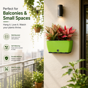 Rectangular Self-Watering Wall Planter - Green
