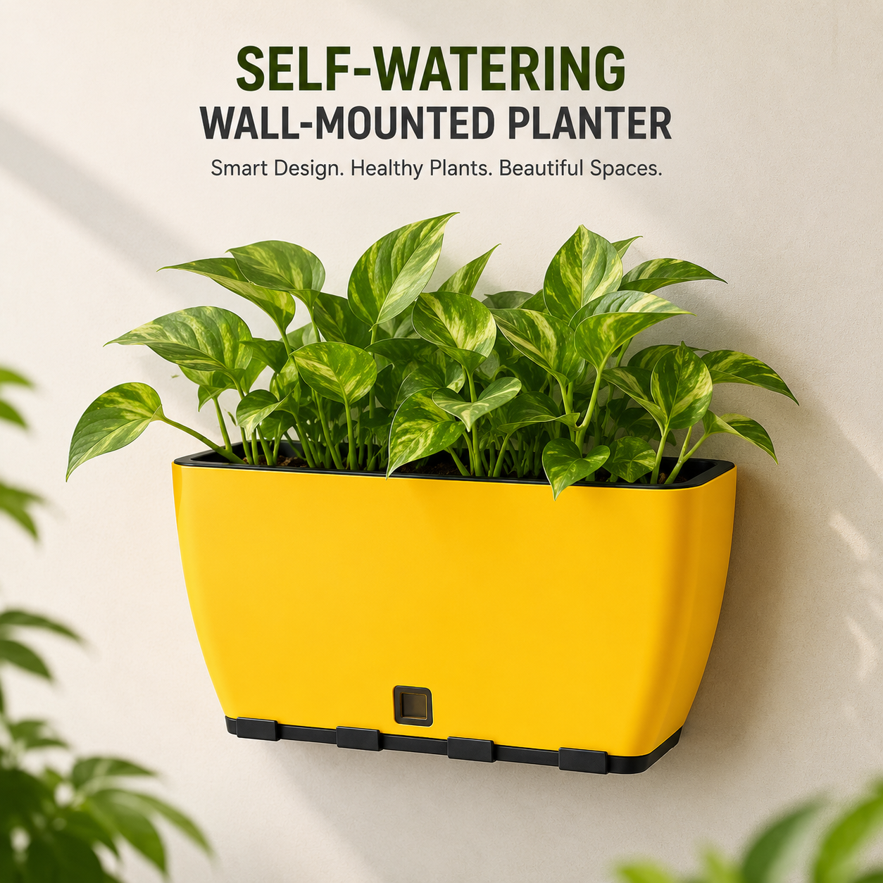 Rectangular Self-Watering Wall Planter - Yellow