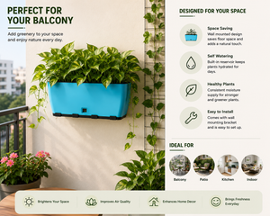 Rectangular Self-Watering Wall Planter - Sea Green
