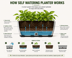 Rectangular Self-Watering Wall Planter - Gray