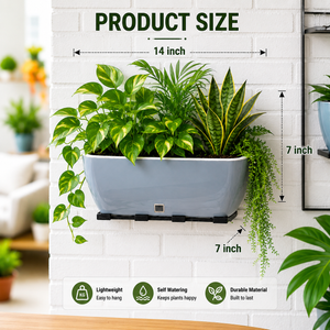 Rectangular Self-Watering Wall Planter - Gray