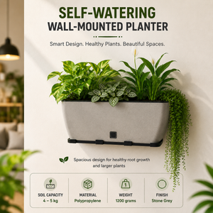 Rectangular Self-Watering Wall Planter - Stone Gray