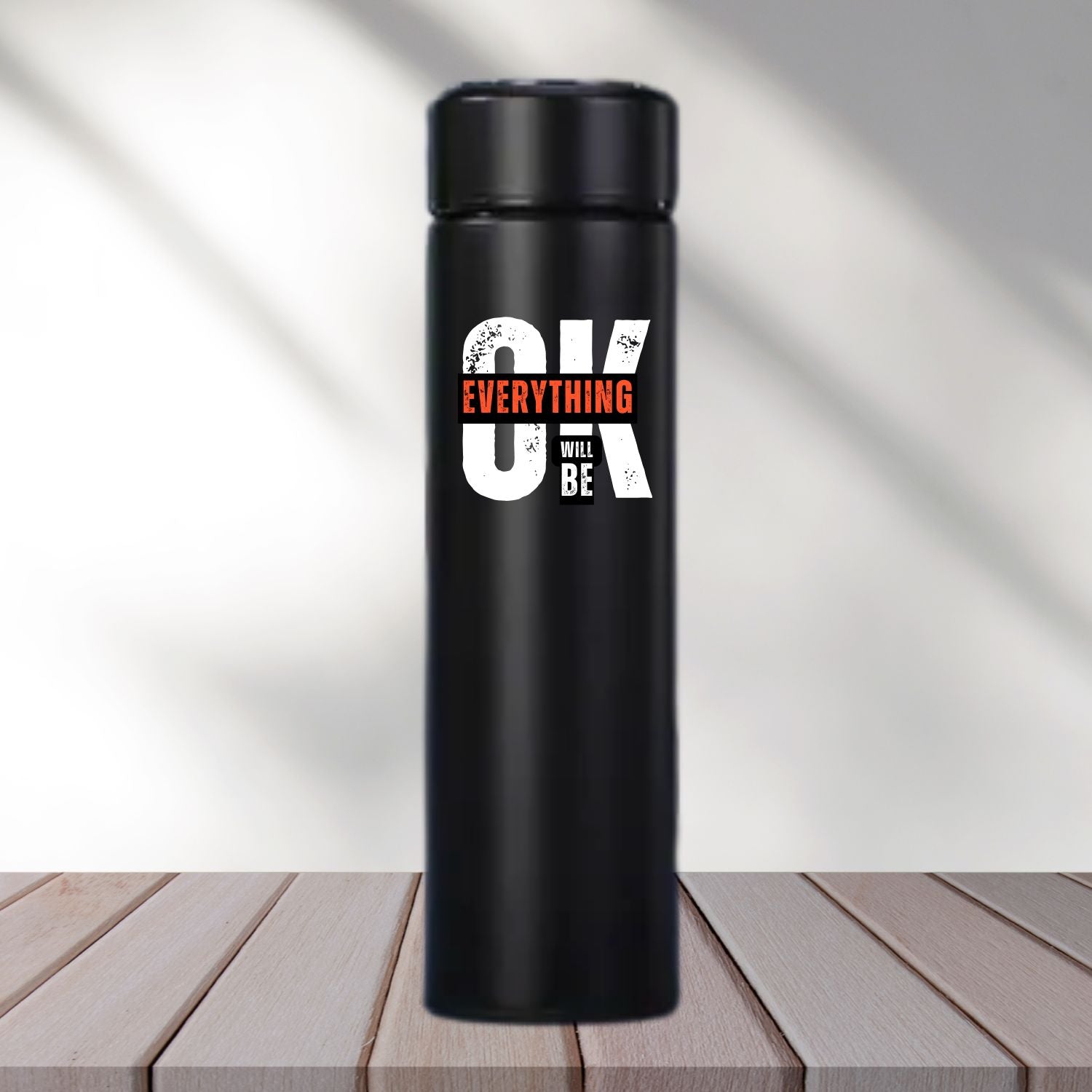 Personalized Black Insulated Steel Water Bottle - 500 ml