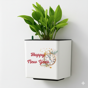 Elegant White Self-Watering Customized Wall Hanging Square Planter – Personalized Name Planter | New Year Gift