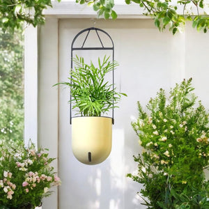 Elegant Yellow Self-Watering Ceiling Hanging Sphere Planter