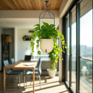 Elegant Ivory Self-Watering Ceiling Hanging Sphere Planter