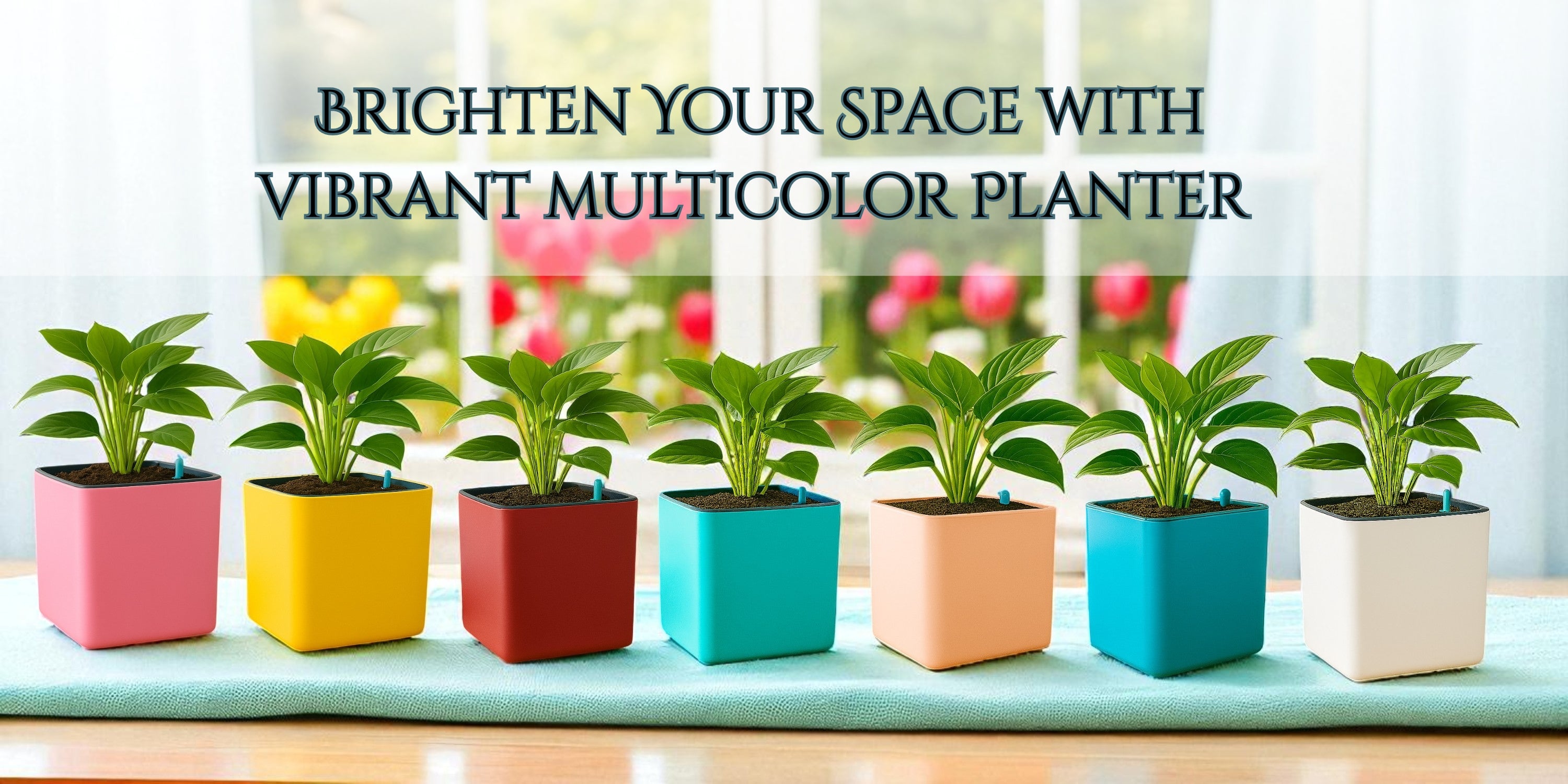Elegant Multi-Color Self-Watering Square Planter - 7 PC