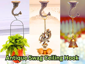 Antique Brass Ceiling Hooks for Planters & Lamps