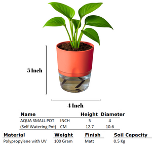 Soft Curve Orange Self-Watering Small Planter - 4PC