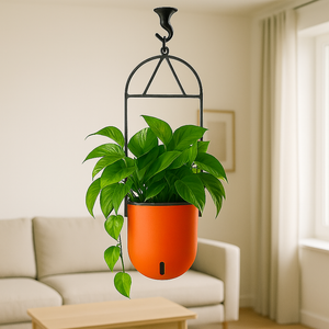 Elegant Orange Self-Watering Ceiling Hanging Sphere Planter