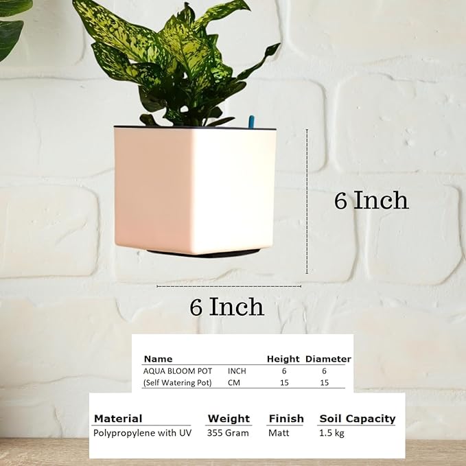 Indian Discovery Self-Watering Wall Hanging Planters (2 Pcs, Peach, Square) | UV-Resistant Hanging Pots with Stand | Plastic Planters for Balcony, Living Room, Home Décor & Gardening
