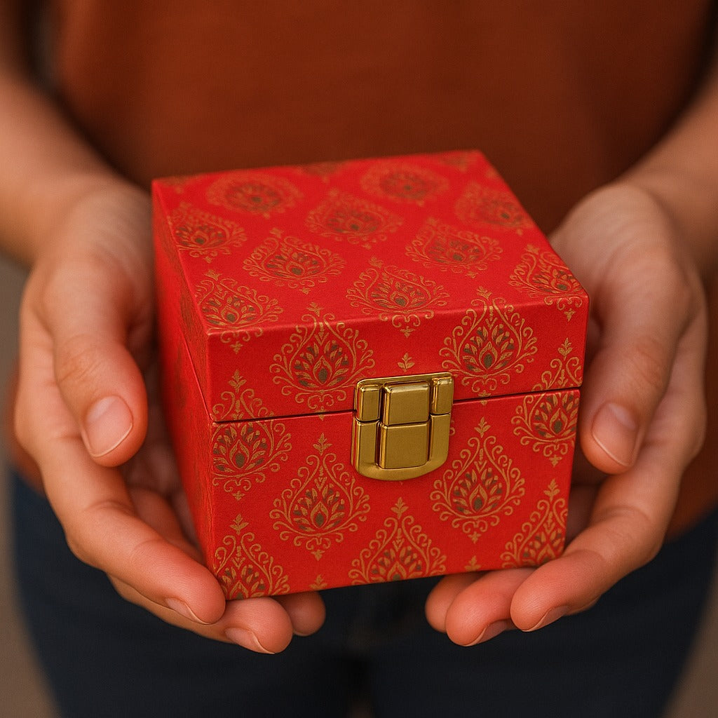 Elegant Red Decorative Keepsake Box