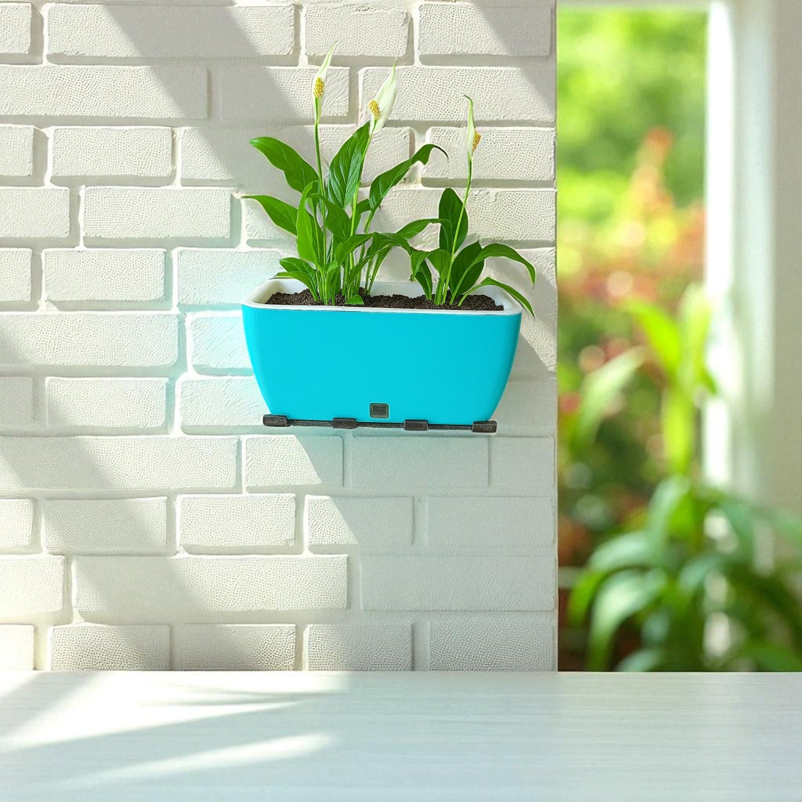 Rectangular Self-Watering Wall Planter - Sea Green
