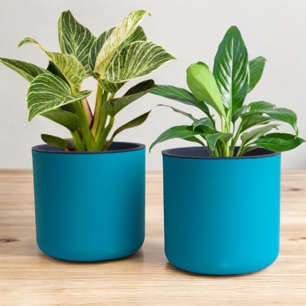 Classic Sea Green Self-Watering Round Planter