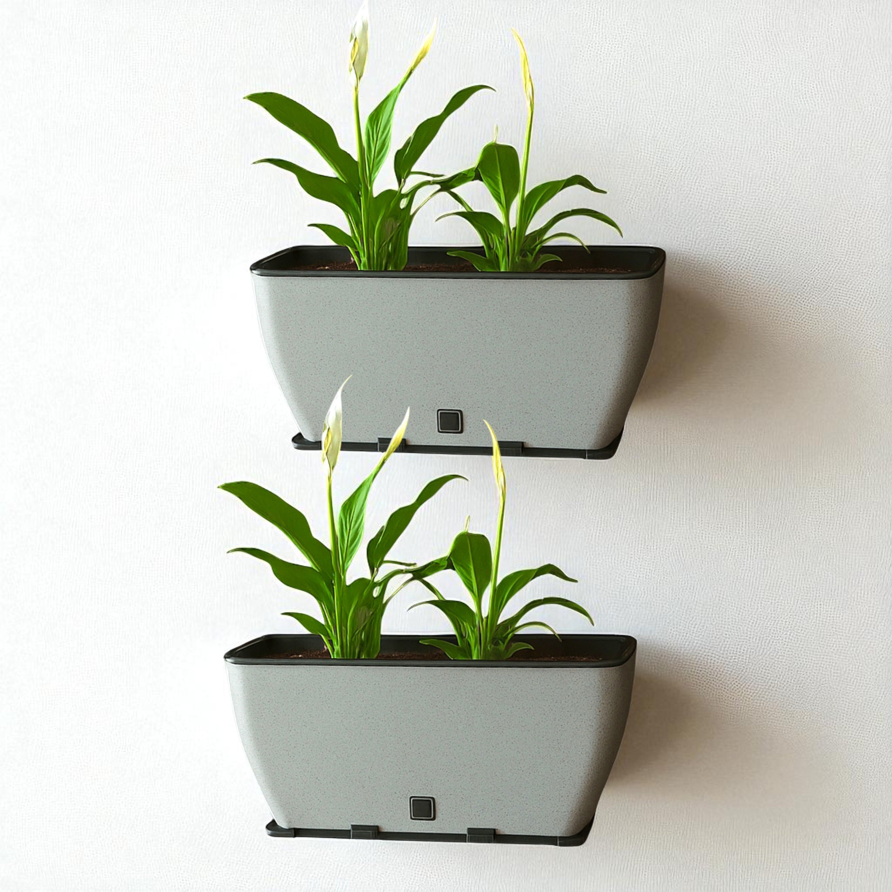 Rectangular Self-Watering Wall Planter - Stone Grey