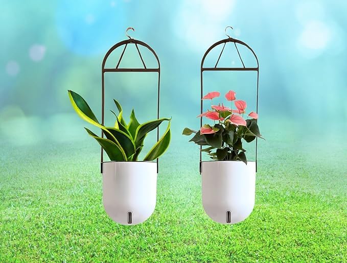 Elegant White Self-Watering Ceiling Hanging Sphere Planter
