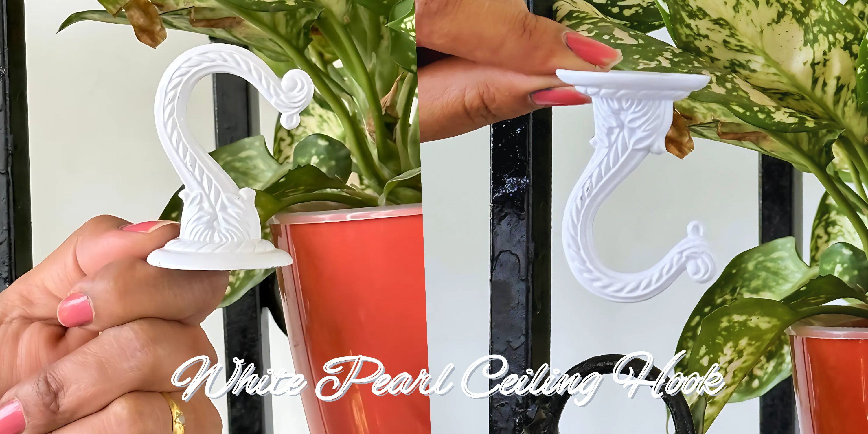 White Pearl Ceiling Hooks for Planters & Lamps