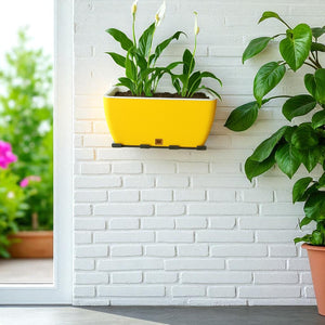 Rectangular Self-Watering Wall Planter - Yellow