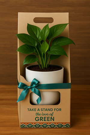 Personalized Round Pot with Money Plant – Eco-Friendly Corporate Gift (Min. 10 Units)
