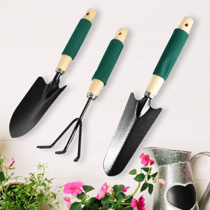 Gardening Tools - Hand Cultivator Trowel Heavy Duty With Ergonomic Wooden Handle For Transplanting And Digging (3 Pcs Set)