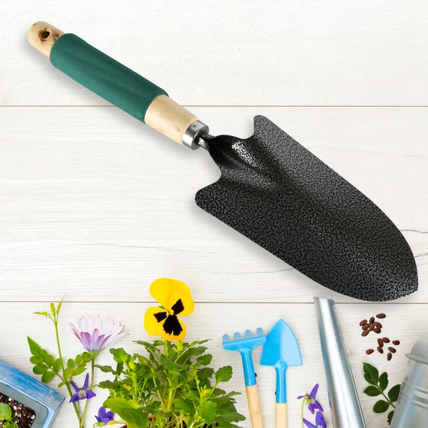 Gardening Tools - Hand Cultivator Trowel Heavy Duty With Ergonomic Wooden Handle For Transplanting And Digging (3 Pcs Set)