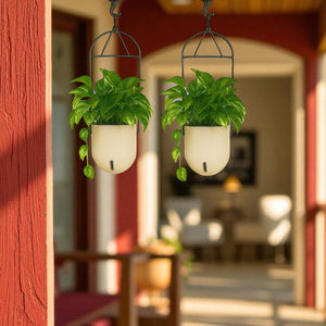 Elegant Ivory Self-Watering Ceiling Hanging Sphere Planter