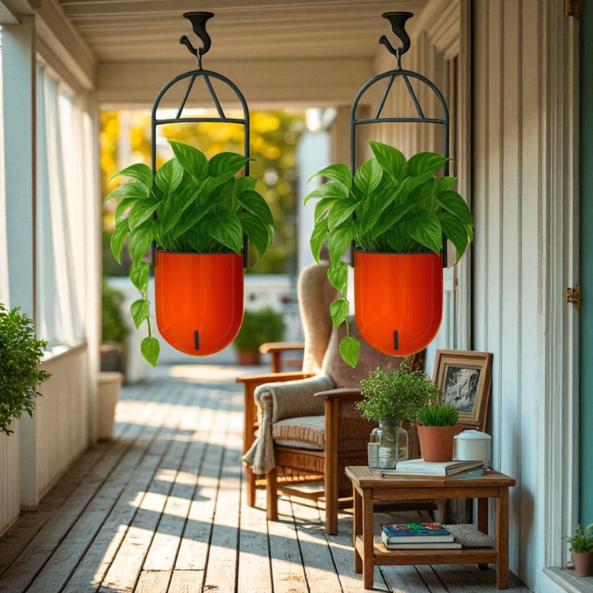 Elegant Orange Self-Watering Ceiling Hanging Sphere Planter