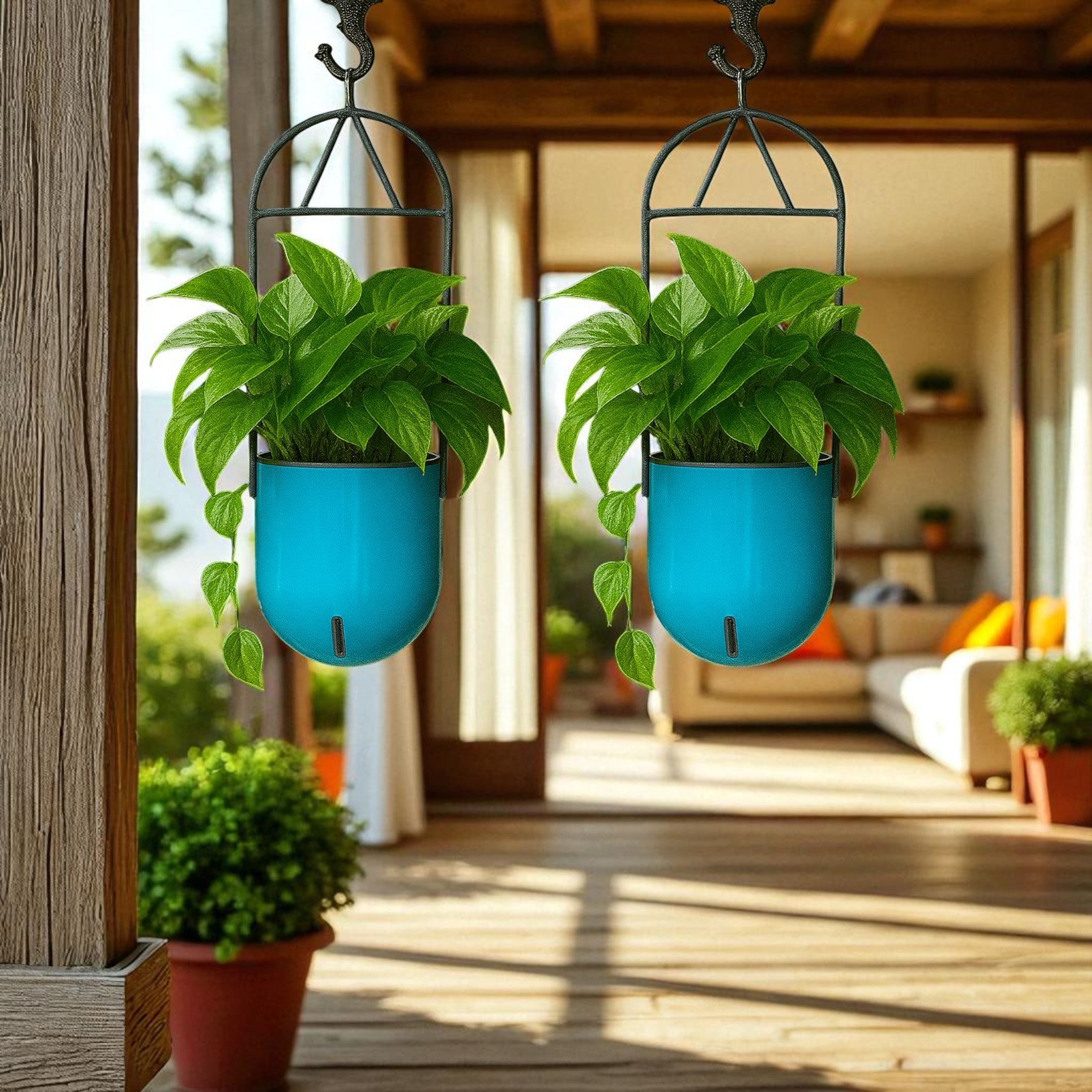 Elegant Sea Green Self-Watering Ceiling Hanging Sphere Planter