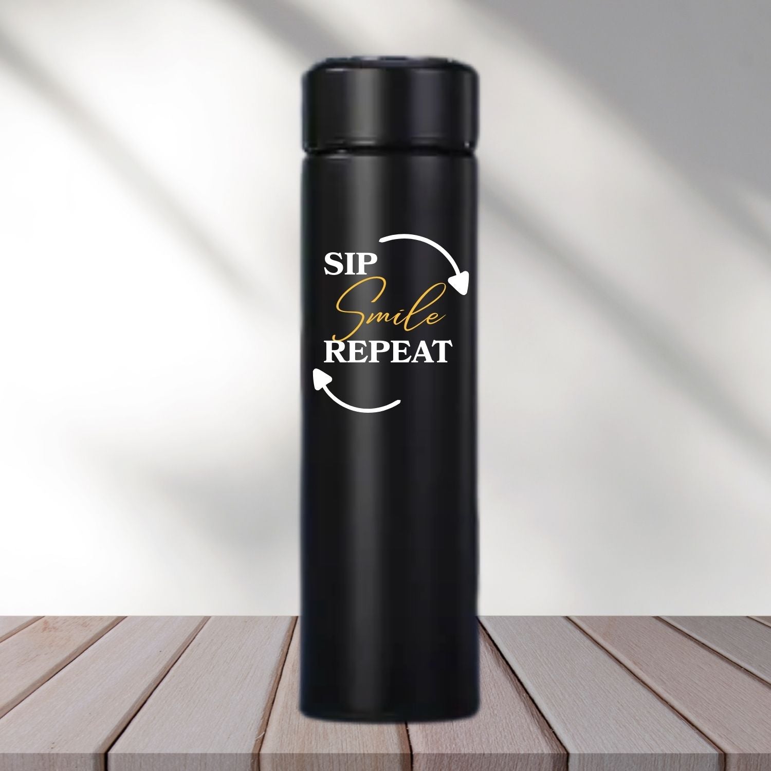 Personalized Black Insulated Steel Water Bottle - 500 ml