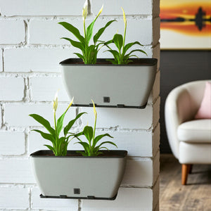 Rectangular Self-Watering Wall Planter - Stone Grey