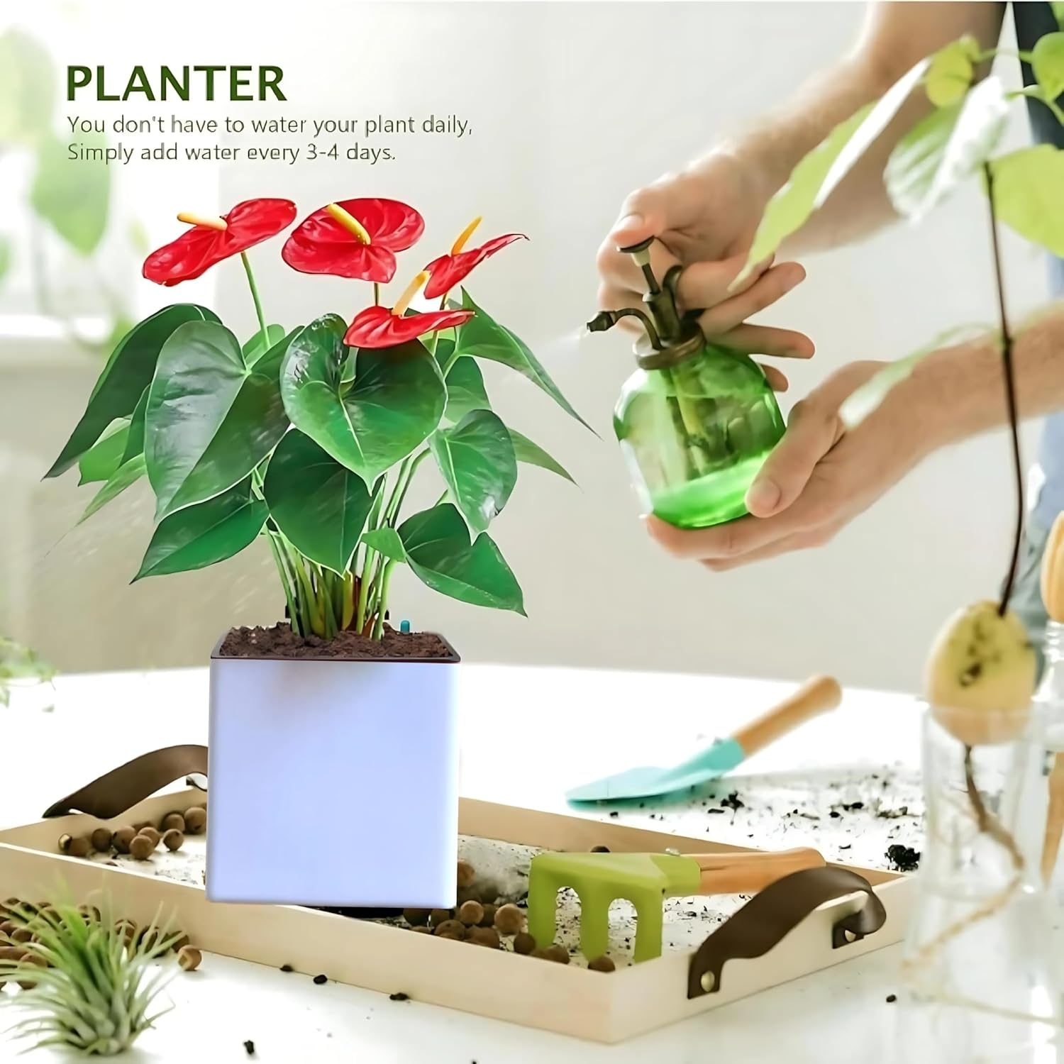 Elegant White Self-Watering Customize Wall Hanging Square Planter-1 PC