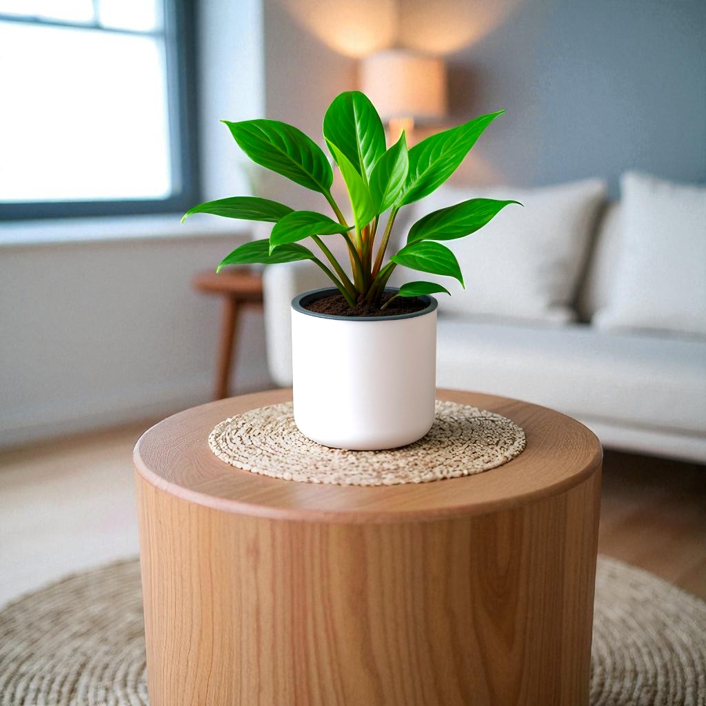 Classic White Self-Watering Round Planter