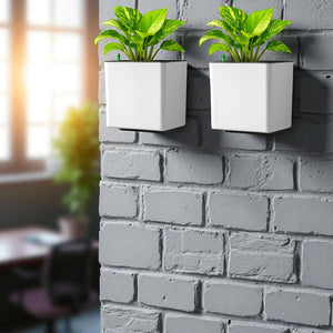 Elegant White Self-Watering Wall Hanging Square Planter